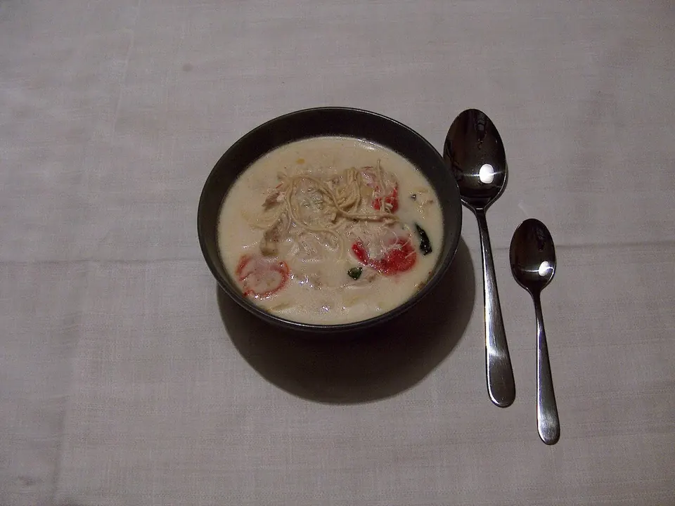 Scharfe Kokos-Hühnersuppe